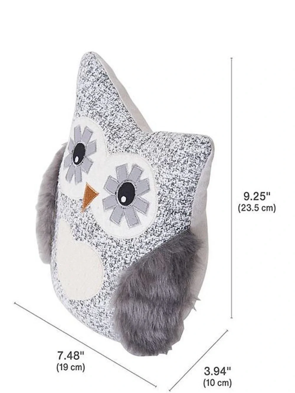 🦉 NWT Elements Gray Owl Decorative Weighted Door Stopper Plush Home Décor